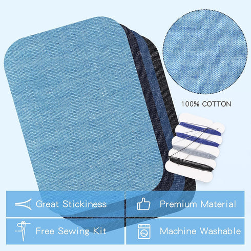 HTVRONT Iron on Patches for Clothing Repair, Cotton Patches Iron on, Dark Blue Repair Decorating Kit 20 Pieces Iron on Patch Size 3" by 4-1/4" (7....