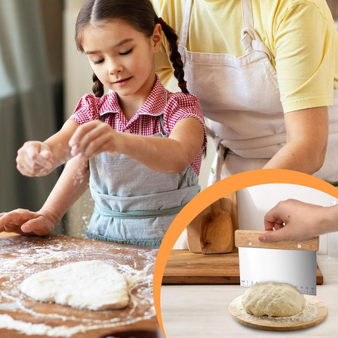 Bench Cutter Scraper, Dough Pastry Bench Scraper and Dough Cutter, Stainless Steel Food Scraper with Grip Handles & Measuring Scale for Baking Kit...