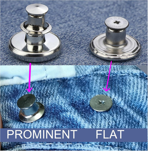 20 Pcs Button for Sewing Metal Jeans, 17 mm No-Sew Nailess Removable Metal Jeans Buttons Replacement Repair Combo Thread Rivets and Screwdrivers.(...