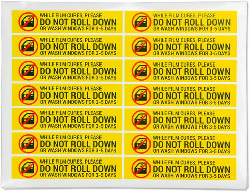DO NOT ROLL DOWN Window Tint Stickers - 5 x 1 in. Car Automotive Window Film Tint Warning Caution Label Stickers for Professional Tinter and Auto ...