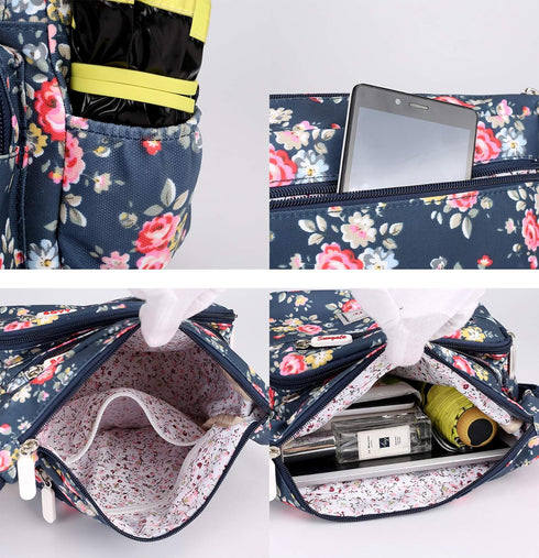 Casual Nylon Floral Shoulder Bag For Women Crossbody Bag Messenger Bags Travel Handbags With Adjustable Strap Waterproof...