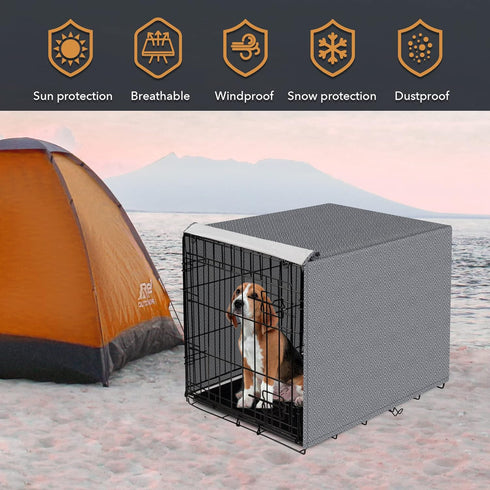 PetPrime Dog Crate Cover Indoor Durable Windproof Pet Kennel Cover Fit for 24 30 36 42 49 Inches Wire Dog Crate for Small Medium and Large Dog-Cov...