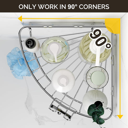 Orimade Corner Shower Caddy Stainless Steel with Hooks Wall Mounted Bathroom Shelf Storage Organizer Adhesive No Drilling 2 Pack, Silver Only for ...