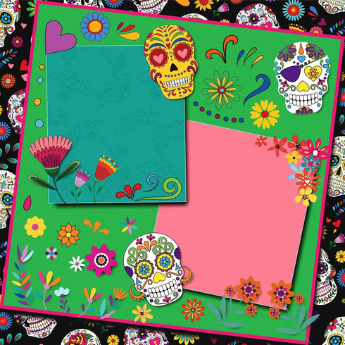 Whaline 24Pcs Day of the Dead Pattern Paper 30x30cm Scary Skeleton Scrapbook Paper Double-Sided Halloween Craft Paper Folded Flat for Card Making ...