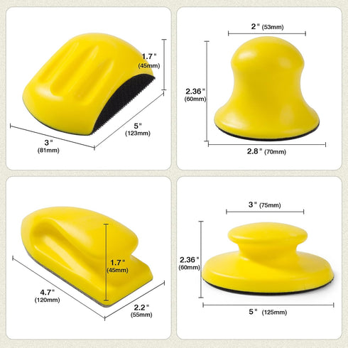 3PCS Hook and Loop Hand Sanding Block Plus 1 Cleaning Brush 5 Inch Round and Mouse Sanding Blocks Hand Sanders for Wood Sanding Blocks Auto Body H...