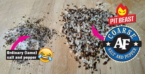 Pit Beast Coarse AF Salt and Pepper Spice Blend Dalmatian BBQ Rub | THE COARSEST SALT AND PEPPER | Steaks, Brisket, Chicken, Burgers | 14oz....