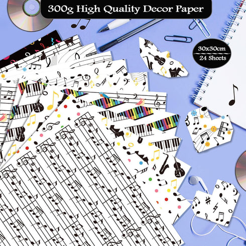 Scrapbook Paper 11.8x11.8 Inch Musical Note Pattern Paper Double-Sided Craft Paper Decorative Paper Folded Flat for Art Craft DIY Card Making, Scr...