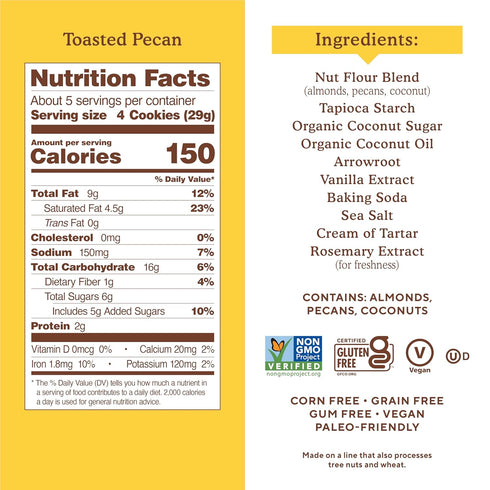 Simple Mills Almond Flour Crunchy Cookies, Toasted Pecan - Gluten Free, Vegan, Healthy Snacks, Made with Organic Coconut Oil, 5.5 Ounce (Pack of 1...
