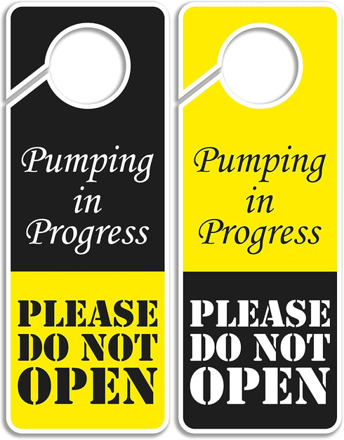 Do Not Disturb Sign - Pumping in Progress Do Not Open, Door Hanger 2 Pack, Double Sided, Ideal for Using in Any Places...