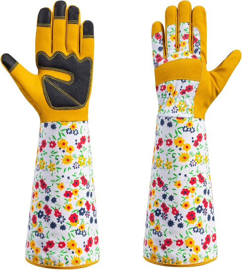 Gardening Gloves for Women,Long Sleeve Garden Rose Cactus Pruning Thorn-Proof Breathable Work Gloves with Touch Screen,Yellow Medium...