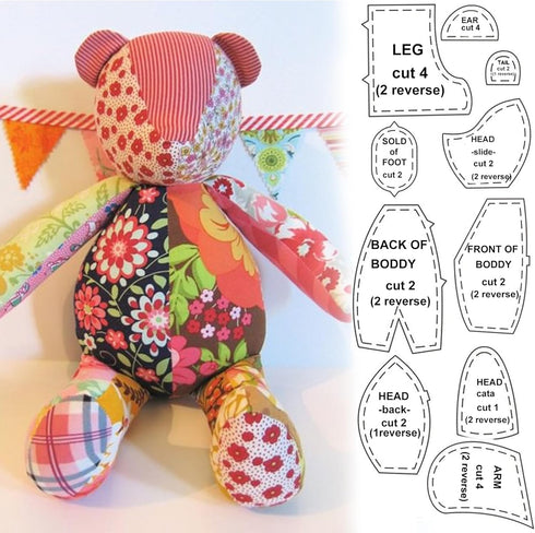 Memory Bear Template Ruler Set with Instructions - Sewing Pattern Template Acrylic Quilting Template Cutting Set, Memory Bear Sewing Patterns Temp...