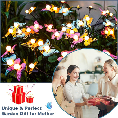 Solar Garden Lights, Swaying Butterfly Lights, Decorative Solar Butterfly, Solar Lights Outdoor, Butterflies Made of Iron, Gift for Mother & Grand...