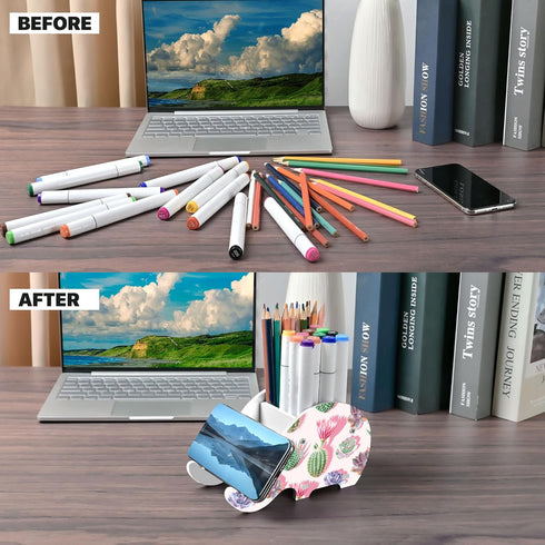 Cactus Elephant Pen Holder Cellphone Holder Pencil Holder Desk Organizer Cell Phone Stand Makeup Storage Stationery Box Desktop Decor Gifts For Ad...