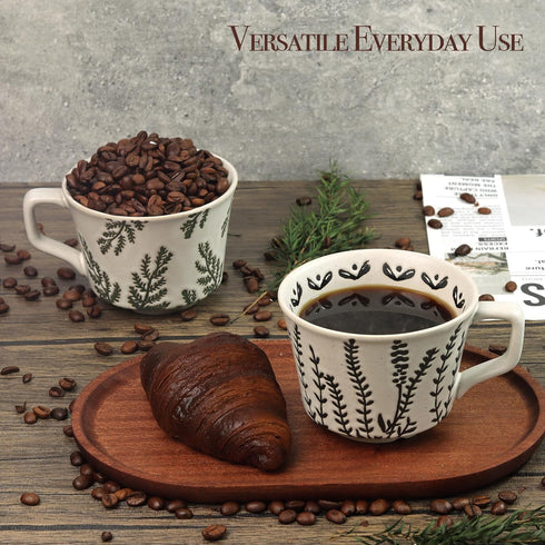 Ceramic Coffee Mug, 12oz Novelty Unique Teacup with Large Handle, Stoneware Cup for Tea Mocha Latte Cappuccino Espresso, Gift for Women and Men (1...