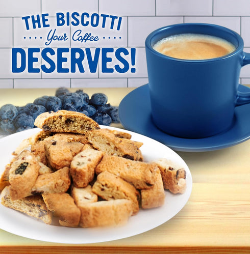 Cooper Street Twice Baked Lemon Blueberry Biscotti Cookies - Light and Crispy Coffee Cookie Bites - Traditional Low Calorie Italian Snacks for Adu...
