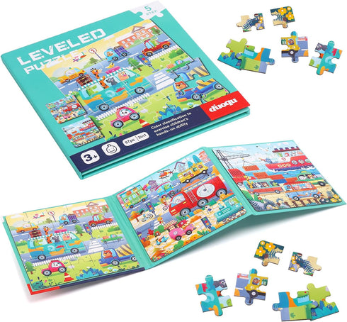 Magnetic Puzzles for Toddlers 3-5 - 3 in 1-97 Pieces Magnet Puzzle Book for Kids Ages 4-8 Travel Puzzles Game Magnetic Jigsaw Puzzle Car Traffic A...