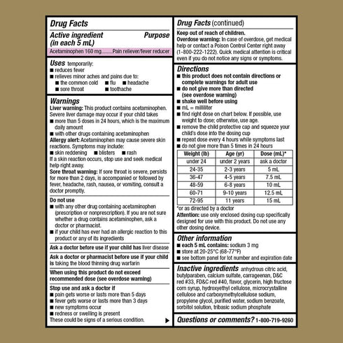 GoodSense Children's Pain Reliever Oral Suspension Liquid, Bubble Gum Flavor, Acetaminophen 160 mg per 5 mL, Effective, Safe Pain Reliever/Fever R...