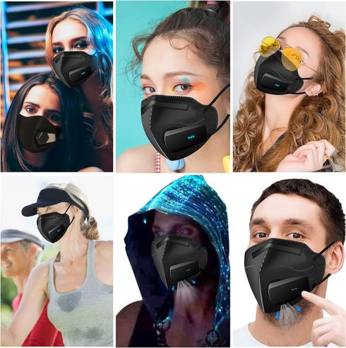 Bwinmak Fashion Wearable Air Purifier Usb Exhaust Fan for Maskes,for Cooking,Training,Running,Cycling,Outdoor Sports (Black Fan,Full Set)...