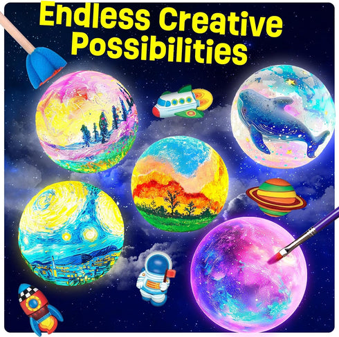 Paint Your Own Moon Lamp Kit, Cool Gifts DIY 3D Space Moon Night Light, Art Supplies Arts & Crafts Kit, Arts and Crafts for Kids Ages 8-12, Toys G...