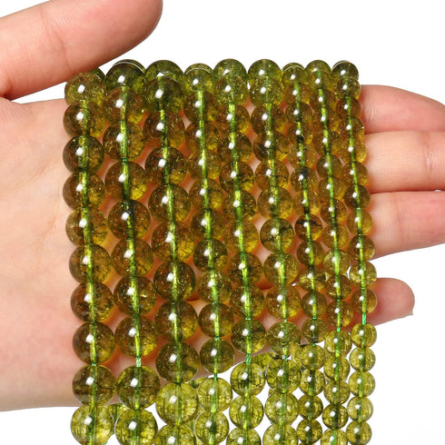 45pcs 8mm Natural Stone Beads Peridot Beads Crystal Gemstone for Jewelry Making, DIY Bracelet Necklace...