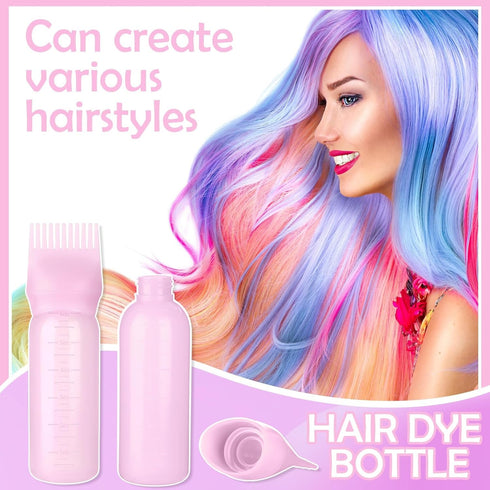 Root Comb Bottle Applicator 6 Ounce,Oil Applicator for Hair Dye Hair Oiling Applicator with Graduated Scale (Pink)...