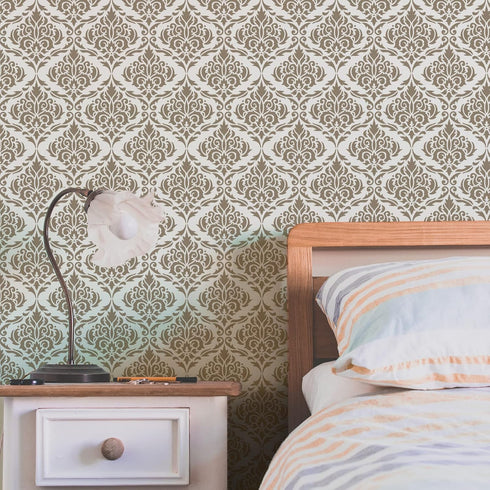 FINGERINSPIRE Damask Stencil 11.8x11.8 inch Flowers Tile Stencil Template Plastic Symmetrical Florals Pattern Stencil Reusable DIY Art and Craft S...
