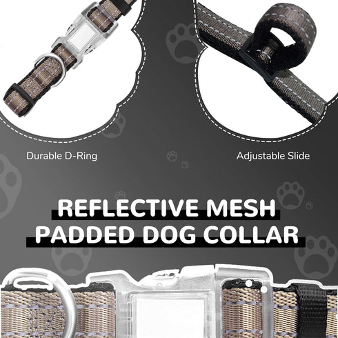 Reflective Dog Collar for Large Dogs Mesh Padded Large Dog Collar, Adjustable Pet Collar with Quick Release Buckle, Durable Breathable &Fade Resis...