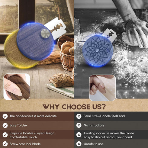 Upgraded UFO Bread Lame Dough Scoring Tool,Sourdough Scoring Tool,Black Walnut Bread Lame Cutter Scoring Knife for Bread Baking Includes 5 Replace...