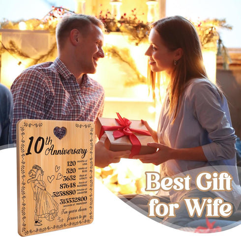 10 Year Anniversary Unique Gifts for Wife Couples Him Her, 10th Year Tin Anniversary Wedding Gifts for Husband Wife, Ten Year Wedding Anniversary ...