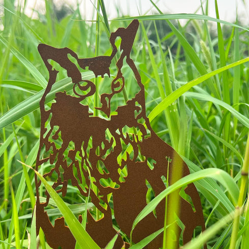 Garden Outdoor Decoration Rusty Metal Wall Art Corten Steel Animal Decor Owl Handmade Bird Yard Decor for Yard Lawn Trees Fences Gates Windows Wal...