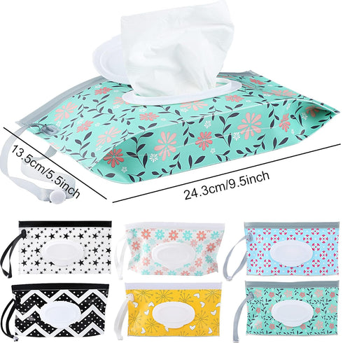 FEBSNOW 6 Pack Baby Wipes Dispenser, Portable Refillable Wipe Holder, Baby Wipes Container, Reusable Wipes Case, Baby Travel Wet Wipes Pouch...