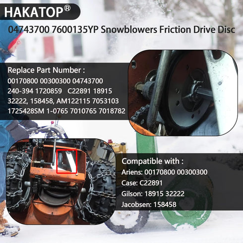 HAKATOP 04743700 7600135YP 240-394 Friction Disc Wheel for MTD Snapper 7014523YP 7053103 7053103YP 7600135 Ariens 00170800 00300300 Troy-Bilt 240-...
