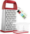 Spring Chef Professional Red 10" Parmesan Cheese Grater With Container, Stainless Steel & Soft Grip Handle, 4 Sided Kitchen Carrot Shredder, Handh...