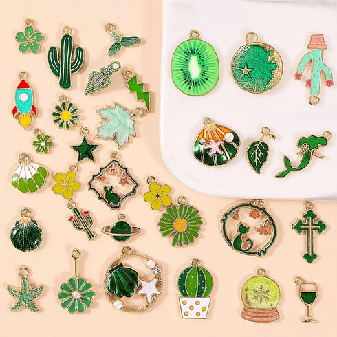 Charms for Jewelry Making - Bracelet Charms Mixed Bulk Gold Plated Enamel for Earrings Necklace, 31Pcs Cute Animal Charm for DIY Craft Supplies...