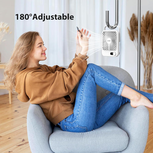 Desk Fan Battery Operated, USB Rechargeable Fan, 2400mAh 180° Quiet Personal Fan With Power Display, 100 Speeds Adjustable Table Fan for Desktop, ...