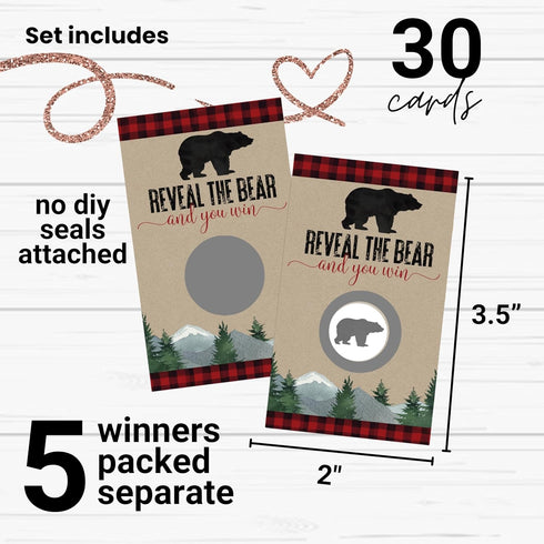 Lumberjack Mama Bear Baby Shower Games for Boys - 30 Scratch-Off Prize Cards...