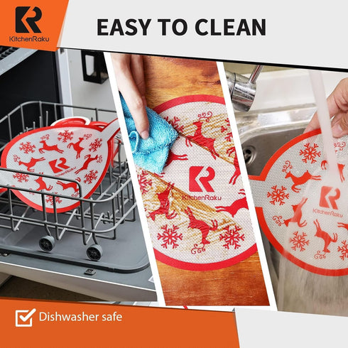 KitchenRaku Silicone Baking Mat for Dutch Oven Bread Baking-Non-Stick Silicone Mat for Baking Sheet- Long Handles for Easier Transfer for Dough -S...
