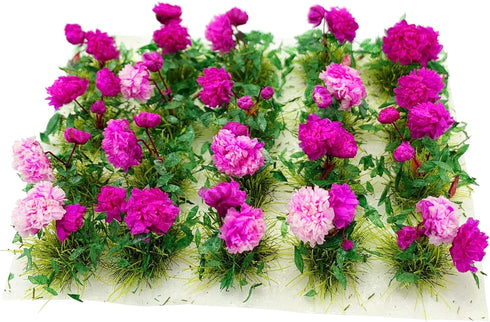 20Pcs Miniature Flower Cluster Grass Flower Tufts for Mini Dollhouse Fairy Garden Railway Simulated Static Scenery Micro Landscape Model (Rose)...