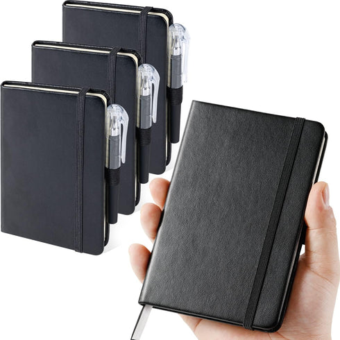 (3 Pack) Pocket Notebook Journal, Hardcover Small Mini Notebooks with Pens for Work, 3.7" x 5.7" A6 Notebook College Ruled with 100Gsm Premium Thi...