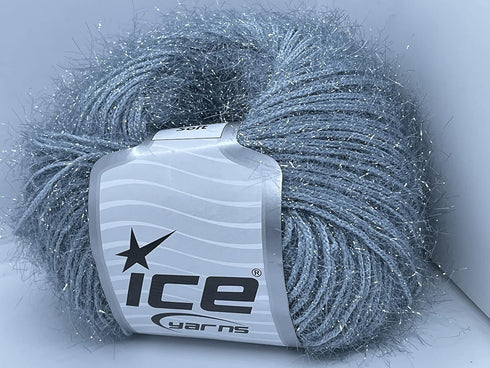 Sparkle Soft - Ice Yarns Metallic Lurex Nylon Eyelash Yarn 50gr (1.76ounces) 140m (153 Yards) Grey, Grey, Sparkle...