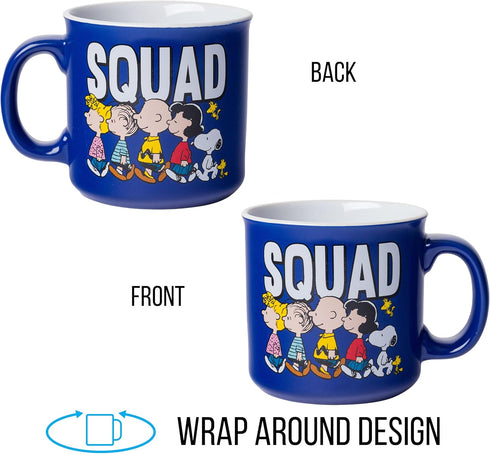 Silver Buffalo Peanuts Squad Featuring Sally, Linus, Charlie Brown, Lucy, Snoopy, and Woodstock Ceramic Camper Mug, 20 Ounces...