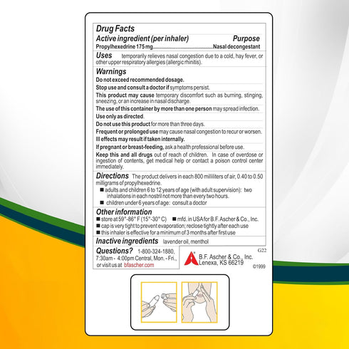 Benzedrex Nasal Decongestant Inhaler, 1 Count (Pack of 1)...