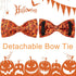 Halloween Dog Collar with Bow Tie, Pumpkin Cotton Bowtie Collar for Puppy Girl Dog or Cat, Halloween Bow Tie Collar with Durable Metal Buckle, Ado...