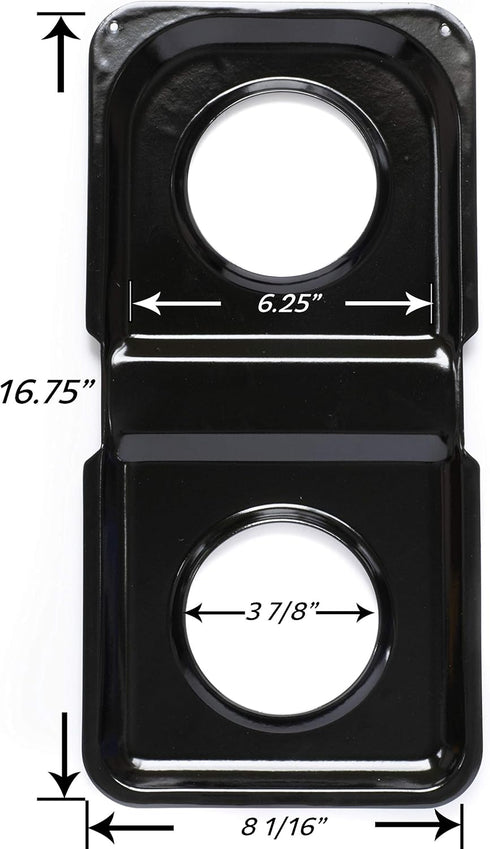 Range Kleen P501 Black Porcelain Rectangular Gas Stove Drip Pan, 16.875 x 8.125-Inches...
