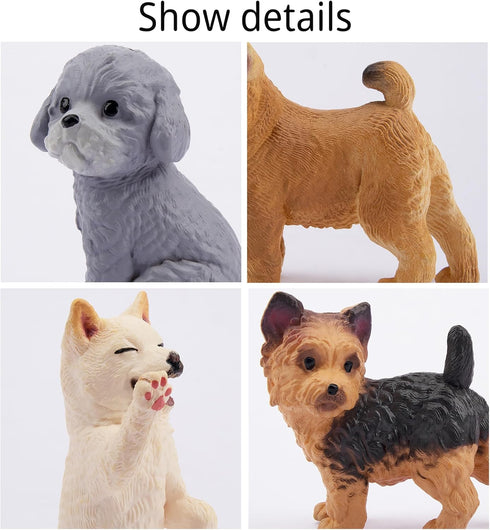 12PCS Dog Figurines, Realistic Plastic Puppy Figurines, Hand Painted Emulational Tiny Dogs Animals Toy, Dog Cake Topper Christmas Birthday Gift fo...