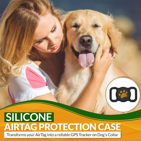Silicone Airtag Holder for Dog Collar - 2 Pack | Serves as Dog GPS Tracker Case | Holder for AirTag Dog Collar | Waterproof Airtag Holder | Dog Ap...