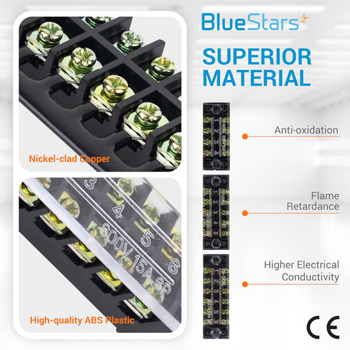 BlueStars 6 Packs 4/5/6 Positions Terminal Strip Blocks 600V 15A with Cover and 6 Packs 400V 15A Pre-Insulated Terminals Barrier Strip Used for Ho...