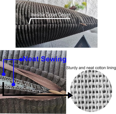 2 pcs Pack Throw Pillow Covers Corduroy Solid Soft Chestnut Brown 18x18 Inch Decorative Pillow Cases Chocolate Dark Brown for Couch Living Room So...
