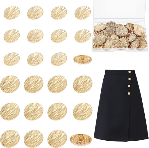 AHANDMAKER 32 Pcs Alloy Shank Button, Metal Flat Button, Gold Blazer Buttons, Sewing Button for Jacket Suit Woolen Coat Shirt Trousers Sewing DIY ...