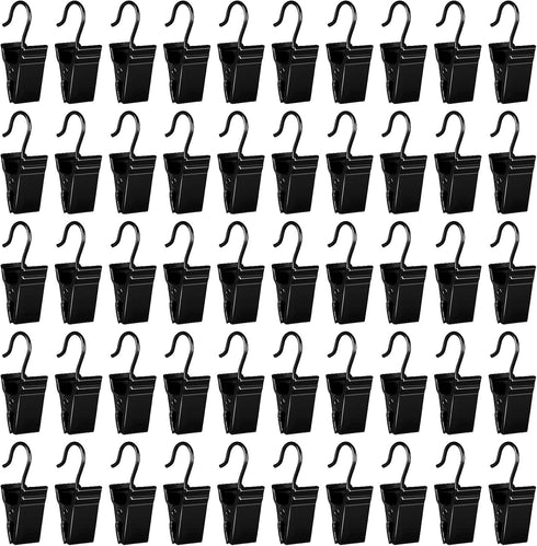 HOOSUN 50 Pack Stainless Steel Clip Hooks for Hanging,S Hook with Clip for Hanging Outdoor String Lights,Metal Christmas Lights Clips Hangers,Curt...
